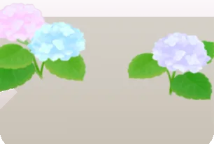 後方に咲く紫陽花の画像