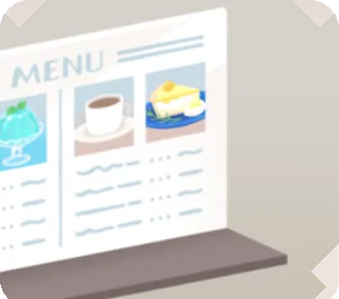 カフェの卓上メニューの画像