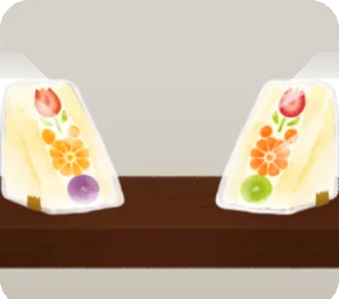 フルーツサンドの乗った棚の画像
