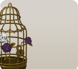 錠前付きの金の鳥籠の画像