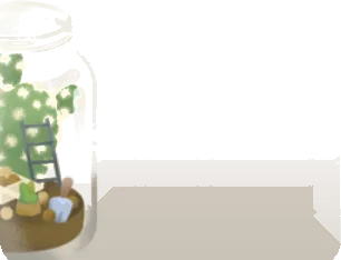 グラスボトル詰めの多肉植物の画像