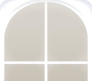 シンプルなガラスのアーチ窓の画像