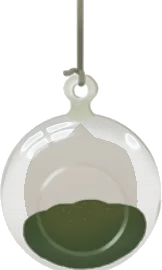 透き通る吊りガラスボウルの画像