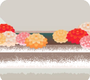 菊があふれる水鉢の画像