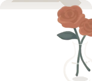 二輪の花が挿さった花瓶の画像