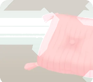ピンクのコーデュロイクッションの画像