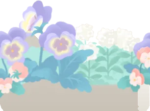 あたたかな陽を喜ぶ花たちの画像