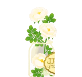 庭で摘んできたバラの瓶の画像