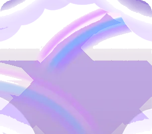 雲と両端から架かる虹フィルターの画像