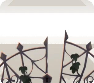 歪んだお屋敷の門の画像