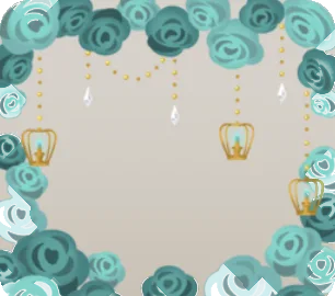 青薔薇と蝋燭のフレームの画像