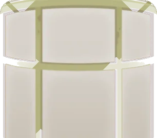 外から見た緑色の窓枠の画像