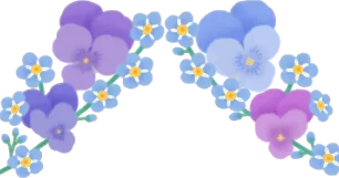 ビオラと勿忘草のアーチの画像