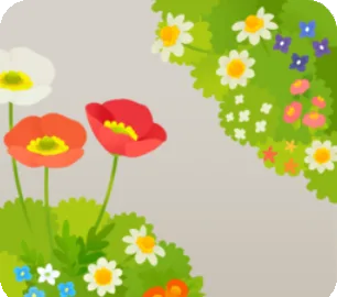 咲きほこる花畑のフレームの画像