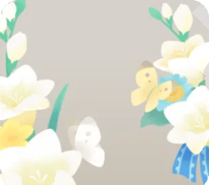 蝶が休む花々のフレームの画像
