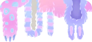 吊り下げたモフモフ衣装の画像
