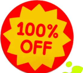 100%OFFシールの画像