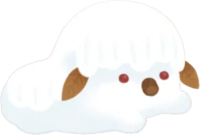 モモスのような雪だるまの画像