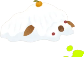 陽射しで解けた雪だるまの画像