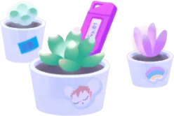 採取された電子多肉植物の鉢の画像