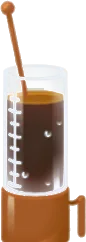 コーヒー入りビーカーグラスの画像