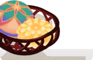 手毬と菊の籠の画像