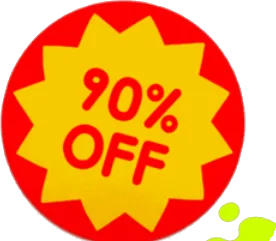 90%OFFシールの画像