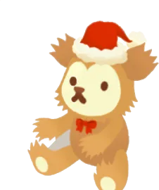 サンタ帽をつけたクマのぬいぐるみの画像