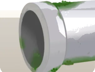 時が経った土管の画像