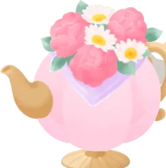 お花が入ったティーポットの画像