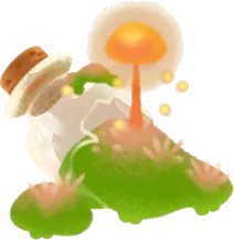ガラス瓶で育つヒカリノキノコの画像