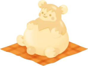 座るプラム・ピーのホワイトチョコの画像