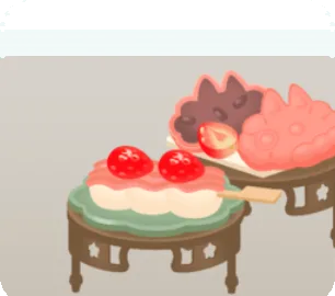 苺のお団子とハムロットのたい焼きの画像