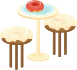 ドーナツショップのテーブルセットの画像