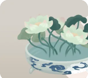 白陶に入った蓮の花の画像