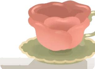 赤いバラのティーカップセットの画像