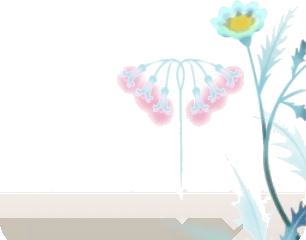 霧の森に咲く花々の画像