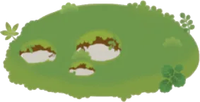 何かが穴をあけた地面の画像