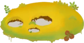 何かが穴をあけた地面・初秋の画像