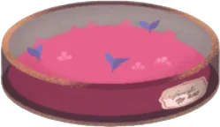 ピンクの草が生えた丘とシャーレの画像