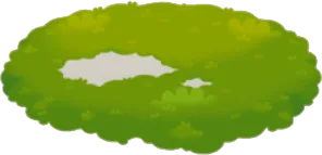 穴の空いた苔の絨毯の画像