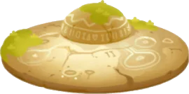 模様が描かれたUFO型の祭壇の画像