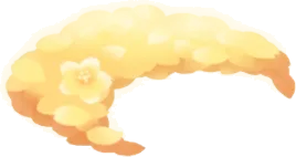 三日月型に集められた花びらの画像