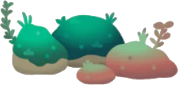 盆栽の苔むした石の丘の画像