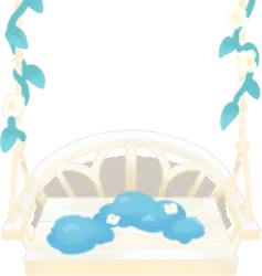 ネモフィラ畑の白いブランコの画像