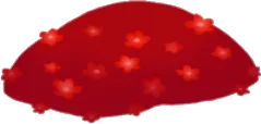 足元を飾る赤い小花の画像