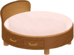 丸い木製ベッドの画像