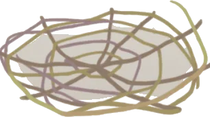 作り途中のつる籠の画像