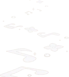 奥に続く音符と雨粒の飾りの画像