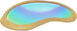 虹の映る大きな水たまりの画像